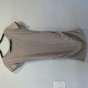 SUNDRY STRIPED RUCHED T SHIRT DRESS